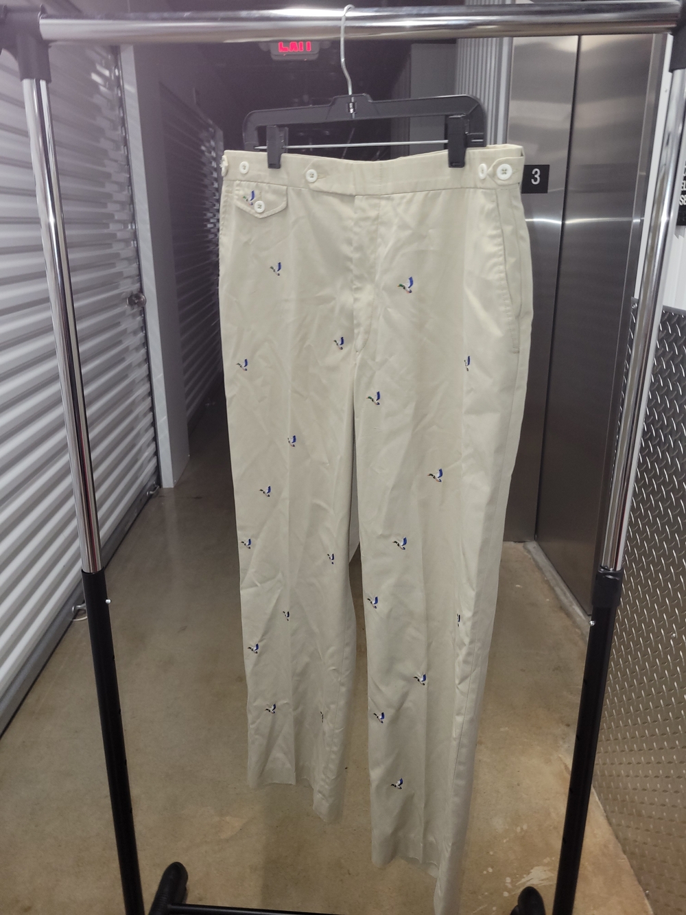 Flying Scotsman Vintage Pleated Khaki Pants w/ Mallard Embroidery Detail 38 Men